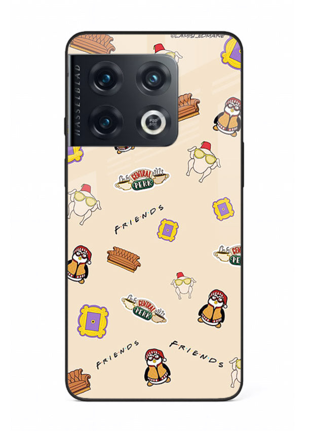 Sitcom doodle pattern artwork printed on tempered glass OnePlus 10 Pro back cover