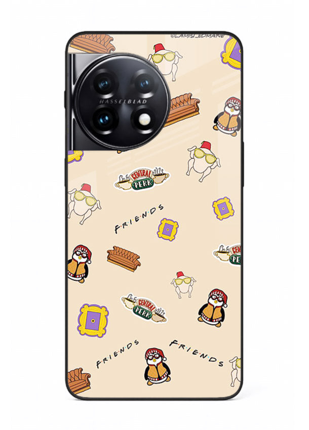 Sitcom doodle pattern artwork printed on tempered glass OnePlus 11 back cover