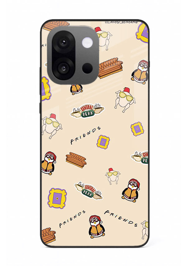 Sitcom doodle pattern artwork printed on tempered glass OnePlus 13s back cover
