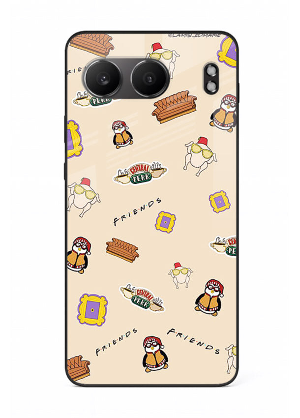 Sitcom doodle pattern artwork printed on tempered glass OnePlus Nord 4 back cover