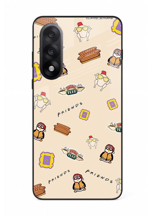 Sitcom doodle pattern artwork printed on tempered glass OnePlus Nord 5 back cover