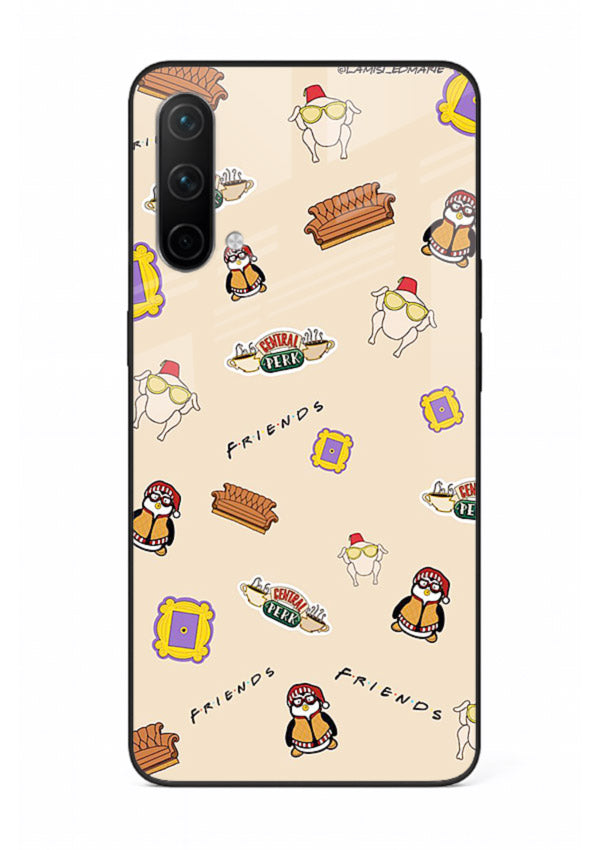 Sitcom doodle pattern artwork printed on tempered glass OnePlus Nord CE 5G back cover