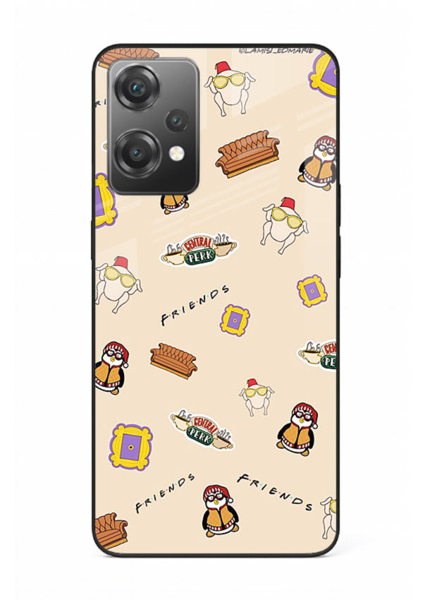 Sitcom doodle pattern artwork printed on tempered glass OnePlus Nord CE2 Lite 5G back cover