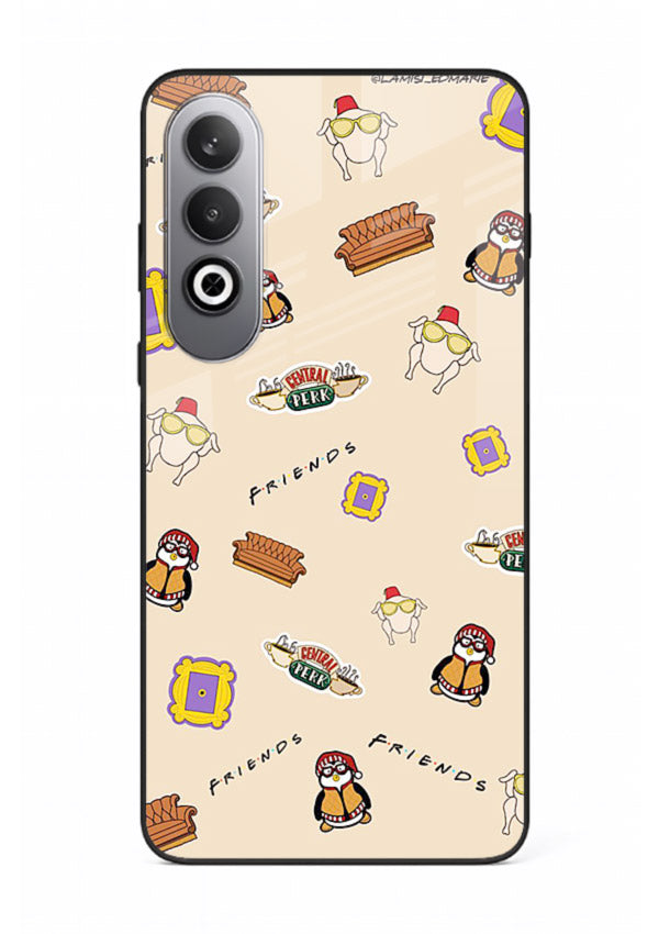 Sitcom doodle pattern artwork printed on tempered glass OnePlus Nord CE4 back cover