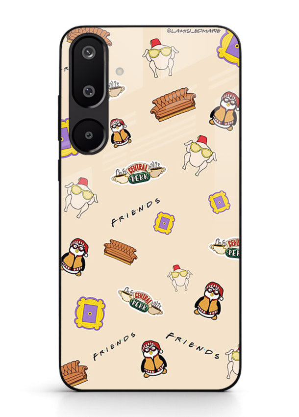 Sitcom doodle pattern artwork printed on tempered glass Samsung M16 5G back cover