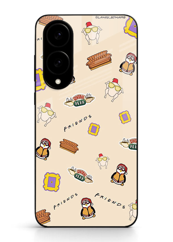 Sitcom doodle pattern artwork printed on tempered glass Samsung S25 Edge back cover