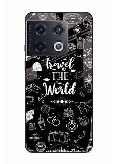 Chalkboard Travel Icons doodle artwork OnePlus 10 Pro glass back cover