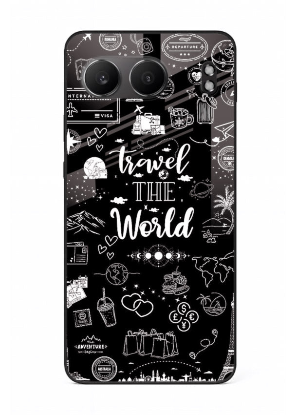 Chalkboard Travel Icons doodle artwork OnePlus Nord 4 glass back cover