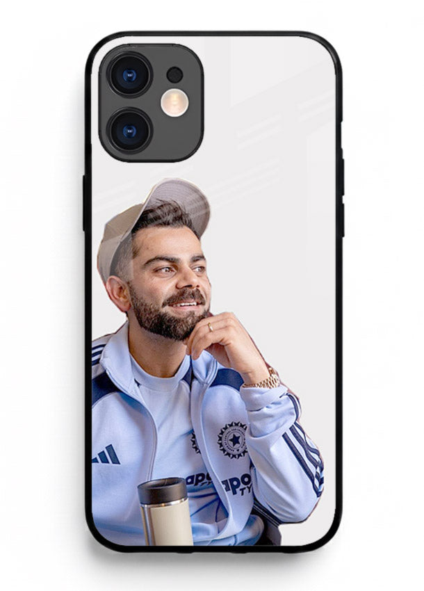 Blue cricket portrait artwork printed on glossy tempered glass iPhone 11 back cover