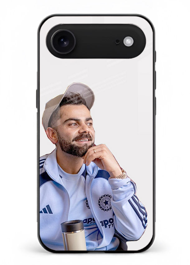 Blue cricket portrait artwork printed on glossy tempered glass iPhone 18 Air back cover