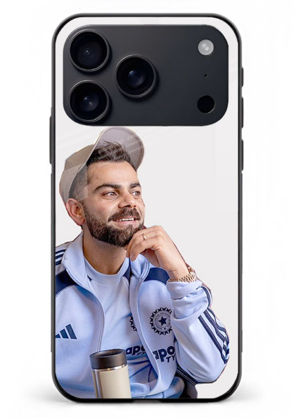 Blue cricket portrait artwork printed on glossy tempered glass iPhone 18 Pro Max back cover