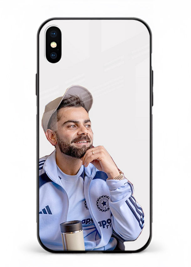 Blue cricket portrait artwork printed on glossy tempered glass iPhone XS Max back cover