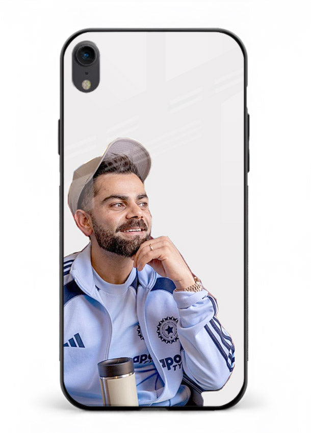 Blue cricket portrait artwork printed on glossy tempered glass iPhone XR back cover