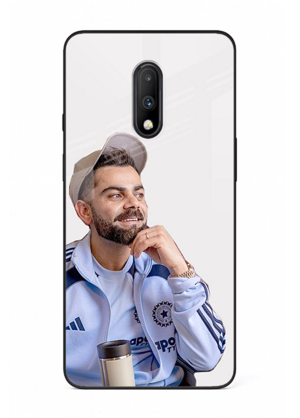 Blue cricket portrait artwork printed on glossy tempered glass OnePlus 7 back cover
