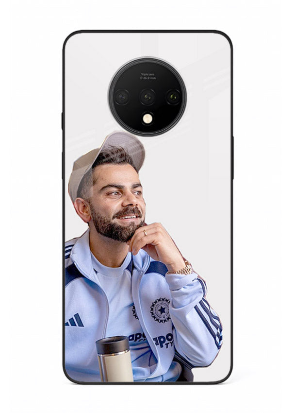 Blue cricket portrait artwork printed on glossy tempered glass OnePlus 7T back cover