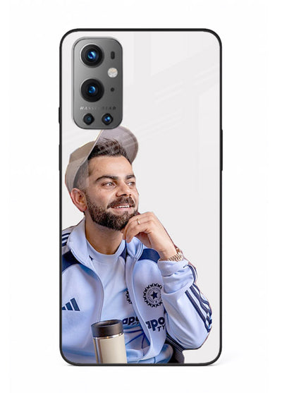 Blue cricket portrait artwork printed on glossy tempered glass OnePlus 9 back cover