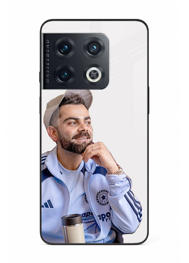 Blue cricket portrait artwork printed on glossy tempered glass OnePlus 10 Pro back cover