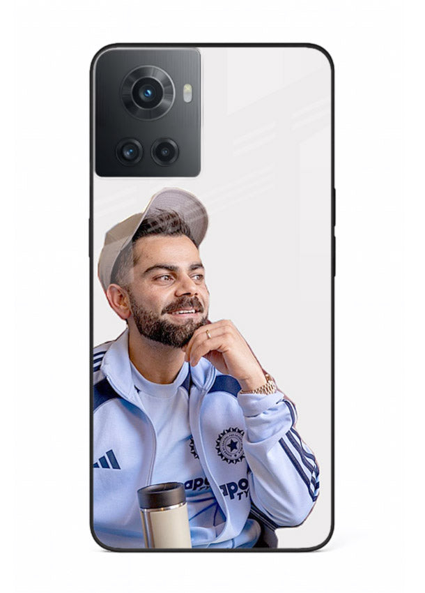 Blue cricket portrait artwork printed on glossy tempered glass OnePlus 10R back cover