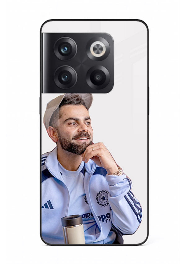Blue cricket portrait artwork printed on glossy tempered glass OnePlus 10T back cover