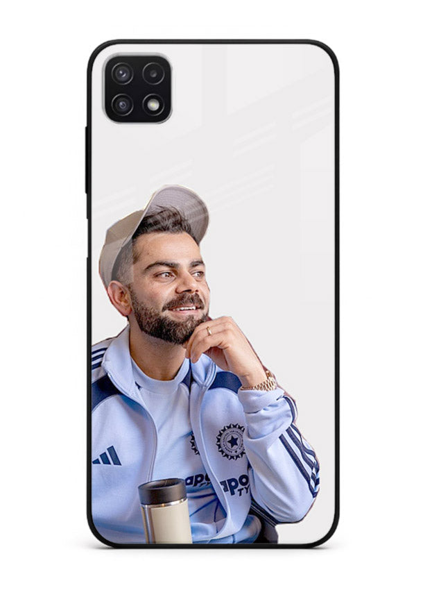 Blue cricket portrait artwork printed on glossy tempered glass Samsung F42 5G back cover