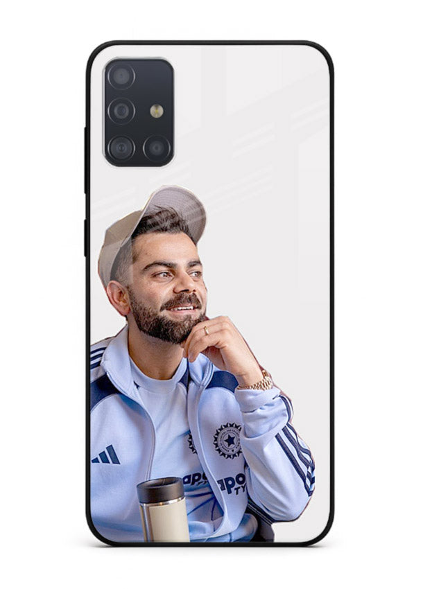 Blue cricket portrait artwork printed on glossy tempered glass Samsung A71 back cover