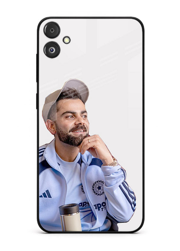 Blue cricket portrait artwork printed on glossy tempered glass Samsung F05 5G back cover