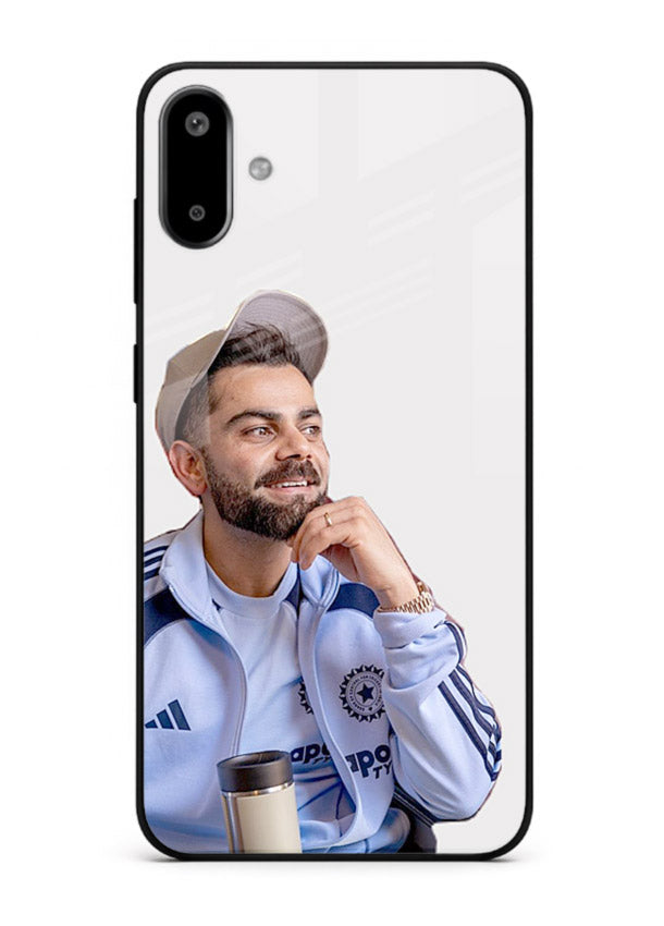 Blue cricket portrait artwork printed on glossy tempered glass Samsung F06 5G back cover