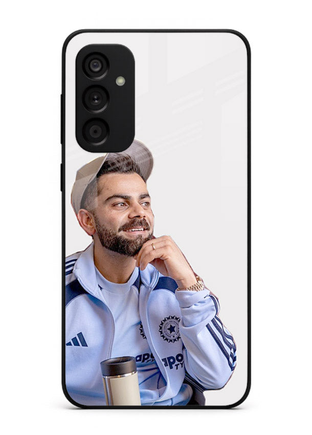 Blue cricket portrait artwork printed on glossy tempered glass Samsung M14 5G back cover