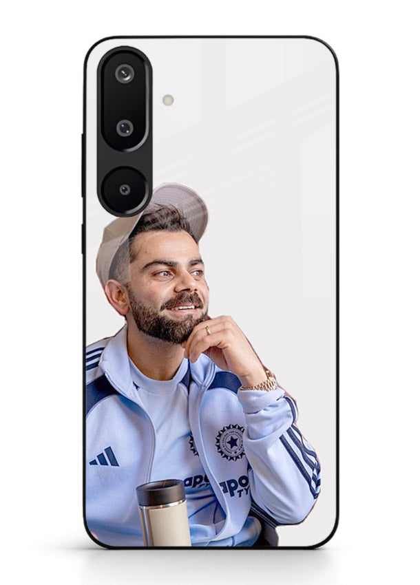 Blue cricket portrait artwork printed on glossy tempered glass Samsung F16 5G back cover