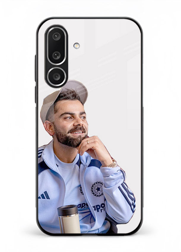 Blue cricket portrait artwork printed on glossy tempered glass Samsung F56 5G back cover