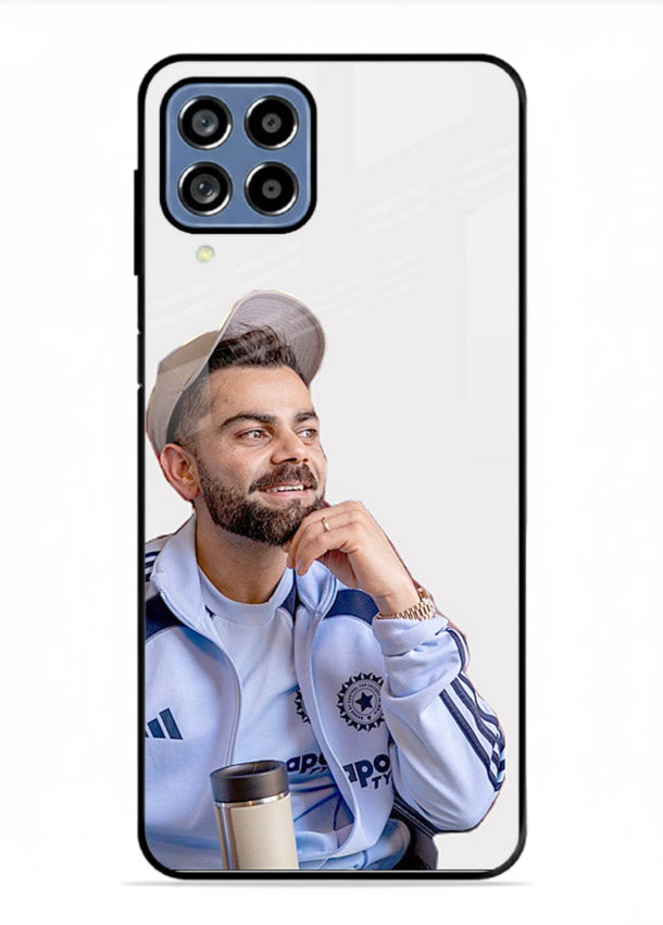 Blue cricket portrait artwork printed on glossy tempered glass Samsung F22 4G back cover