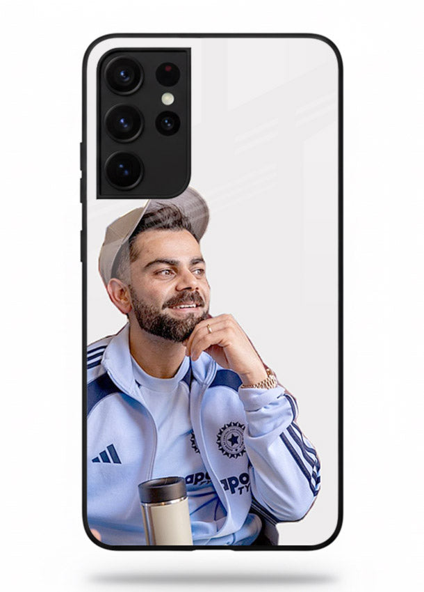 Blue cricket portrait artwork printed on glossy tempered glass Samsung S21 Ultra back cover