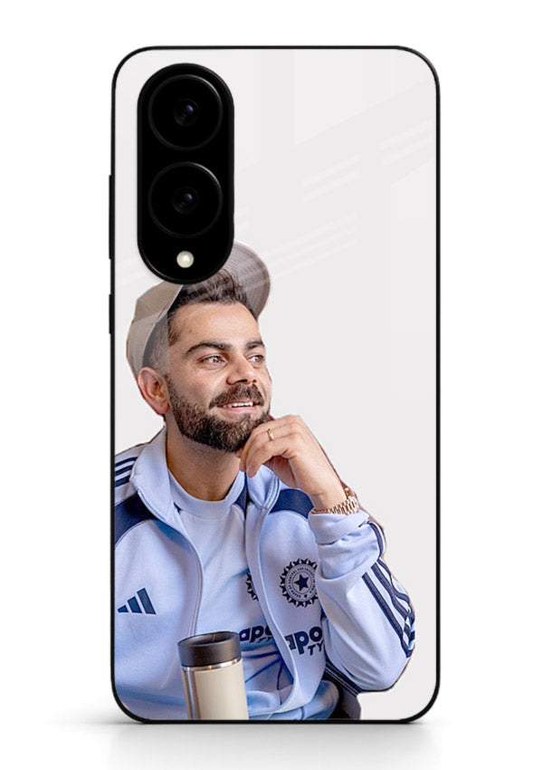 Blue cricket portrait artwork printed on glossy tempered glass Samsung S25 Edge back cover