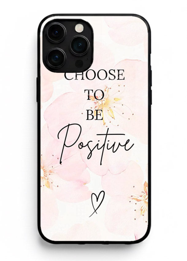 Blush floral motivational artwork printed on iphone 13 pro max glass back cover in soft tones.