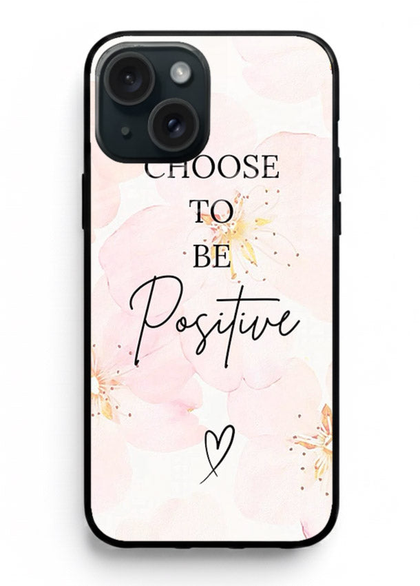 Blush floral motivational artwork printed on iphone 14 glass back cover in soft tones.
