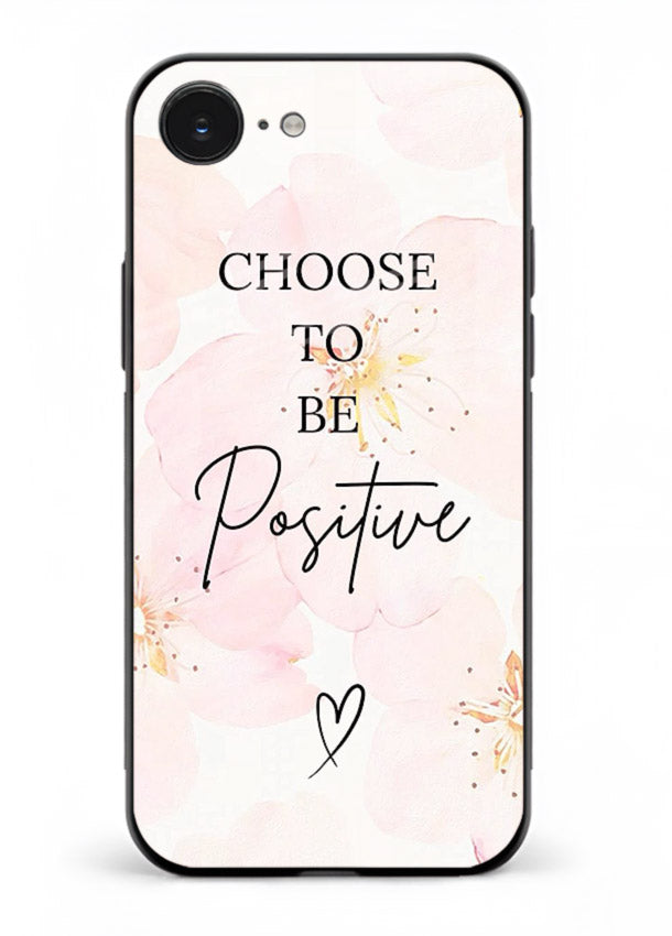Blush floral motivational artwork printed on iphone 16e glass back cover in soft tones.