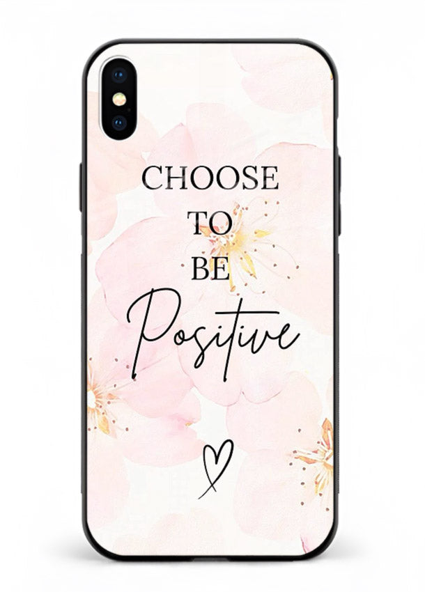 Blush floral motivational artwork printed on iphone xs max glass back cover in soft tones.