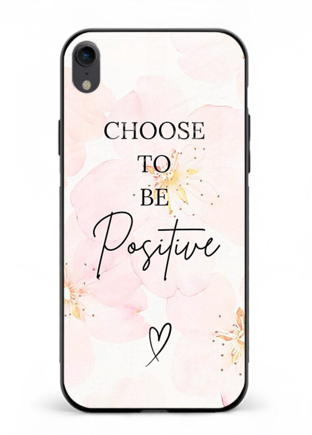 Blush floral motivational artwork printed on iphone xr glass back cover in soft tones.