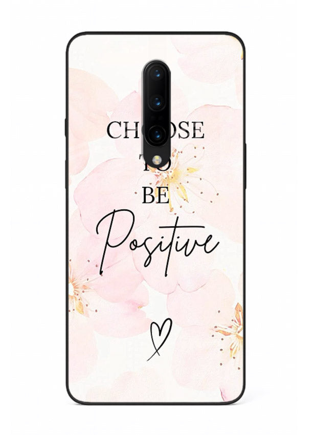 Blush floral motivational artwork printed on OnePlus 7 Pro glass back cover in soft tones.