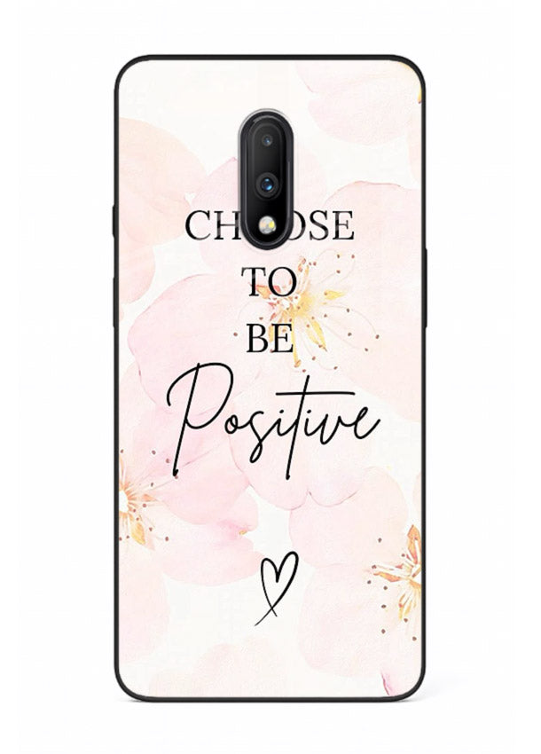 Blush floral motivational artwork printed on OnePlus 7 glass back cover in soft tones.
