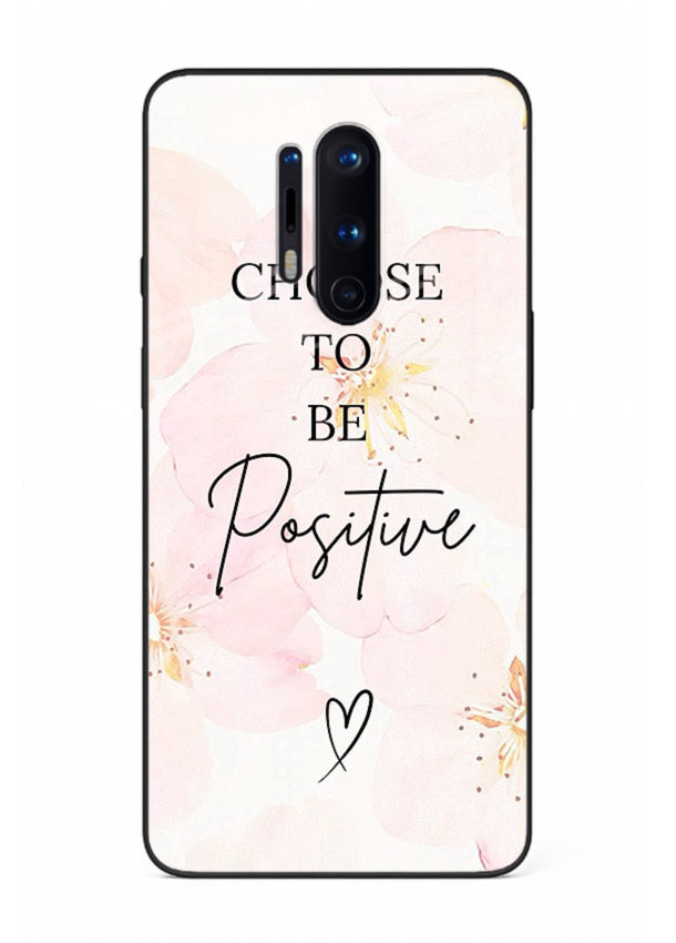 Blush floral motivational artwork printed on OnePlus 8 Pro glass back cover in soft tones.