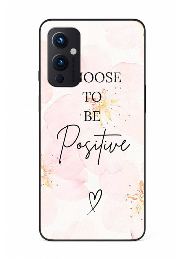 Blush floral motivational artwork printed on OnePlus 9 Pro glass back cover in soft tones.