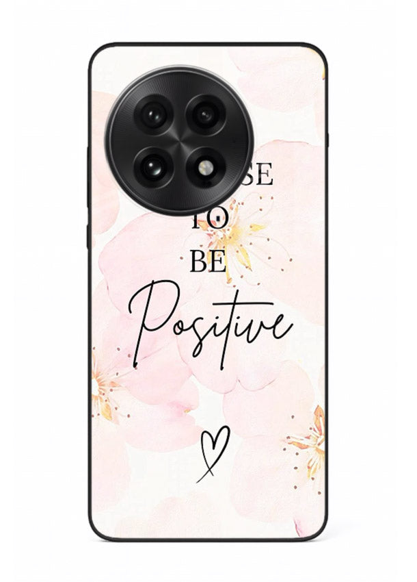 Blush floral motivational artwork printed on OnePlus 13 glass back cover in soft tones.