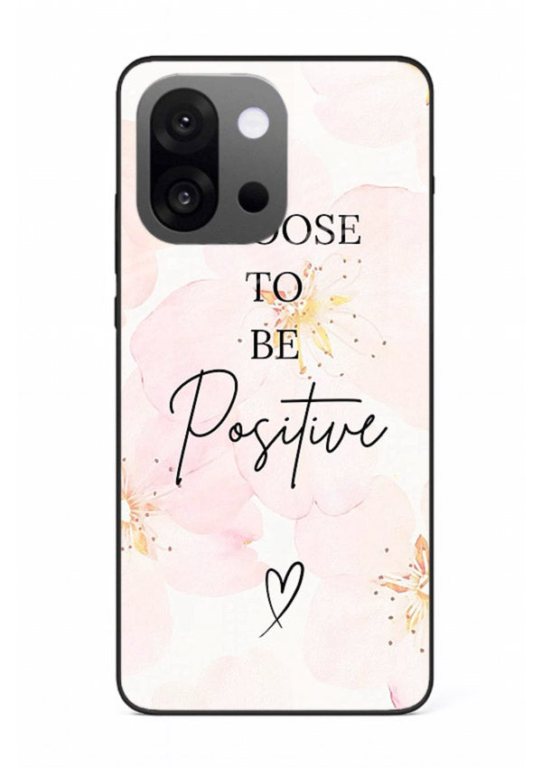 Blush floral motivational artwork printed on OnePlus 13s glass back cover in soft tones.