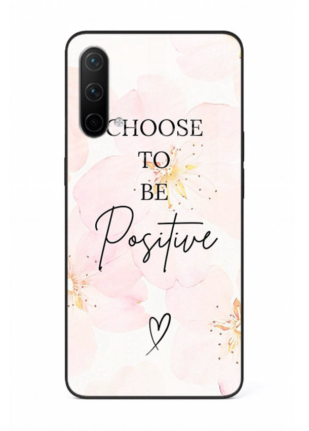 Blush floral motivational artwork printed on OnePlus Nord CE 5G glass back cover in soft tones.