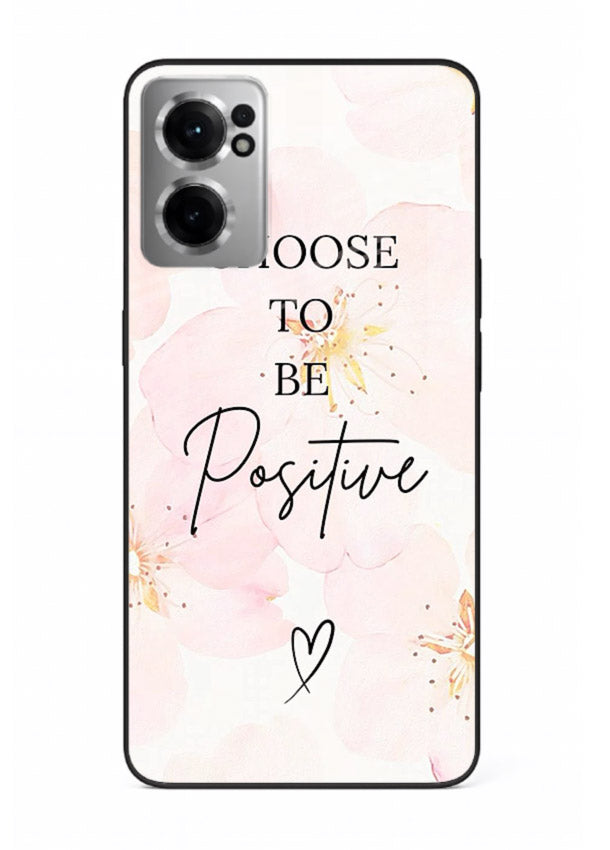 Blush floral motivational artwork printed on OnePlus Nord CE2 5G glass back cover in soft tones.