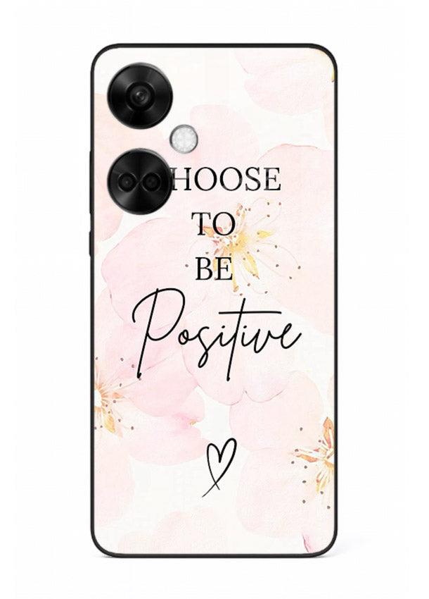 Blush floral motivational artwork printed on OnePlus Nord CE3 glass back cover in soft tones.