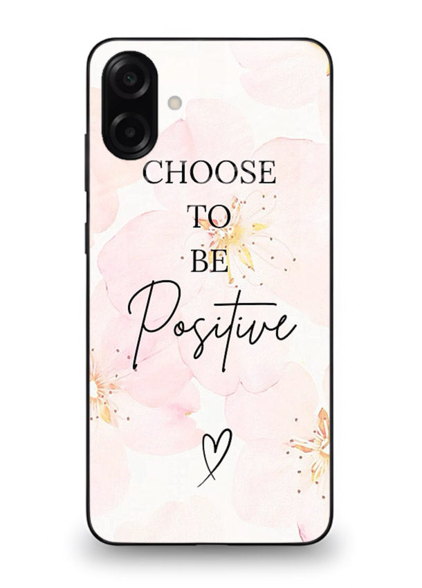Blush floral motivational artwork printed on Samsung M13 5G glass back cover in soft tones.