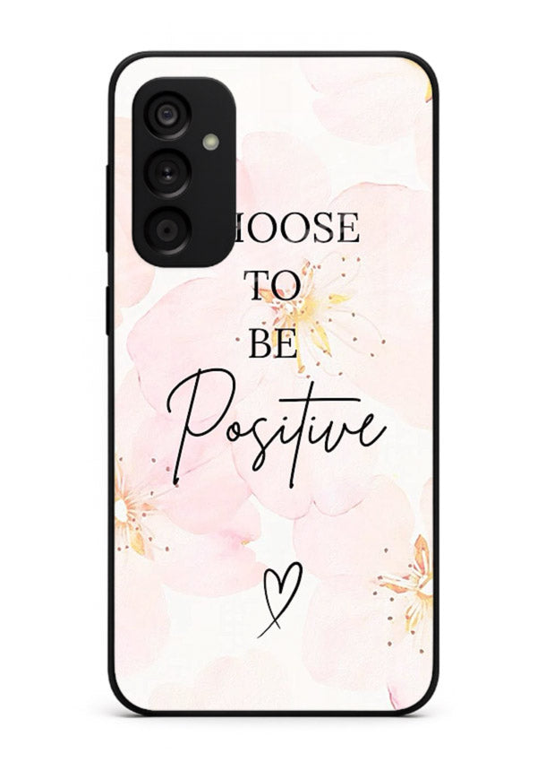 Blush floral motivational artwork printed on Samsung A14 5G glass back cover in soft tones.