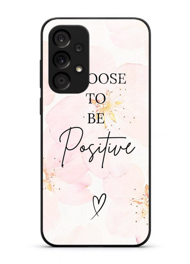 Blush floral motivational artwork printed on Samsung A33 5G glass back cover in soft tones.